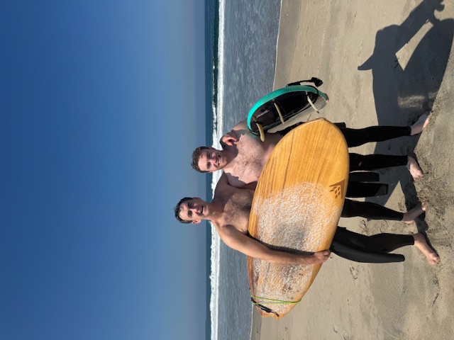 Surfing at El Porto with dad